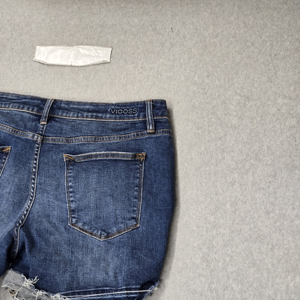 Vigoss Women Shorts 32 Blue Denim Jeans Harley Short Distressed 3" Inseam - Picture 12 of 14